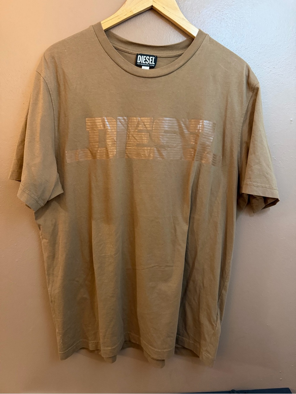 Diesel Brown Cotton Jersey Graphic Logo Crew Neck Short Sleeve T-Shirt Men’s 2XL